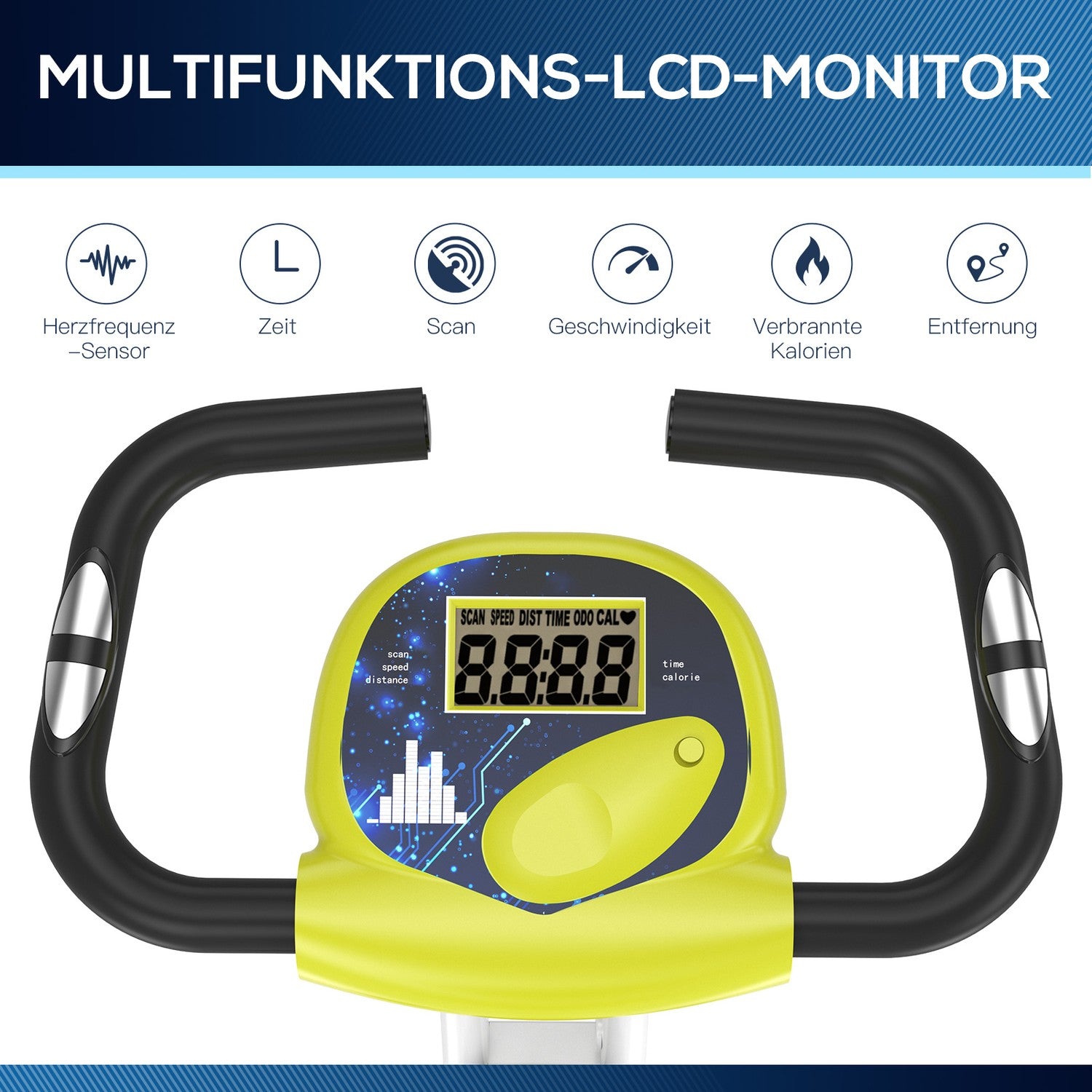 Justerbar motionscykel med magnetiskt motstånd, gul/vit