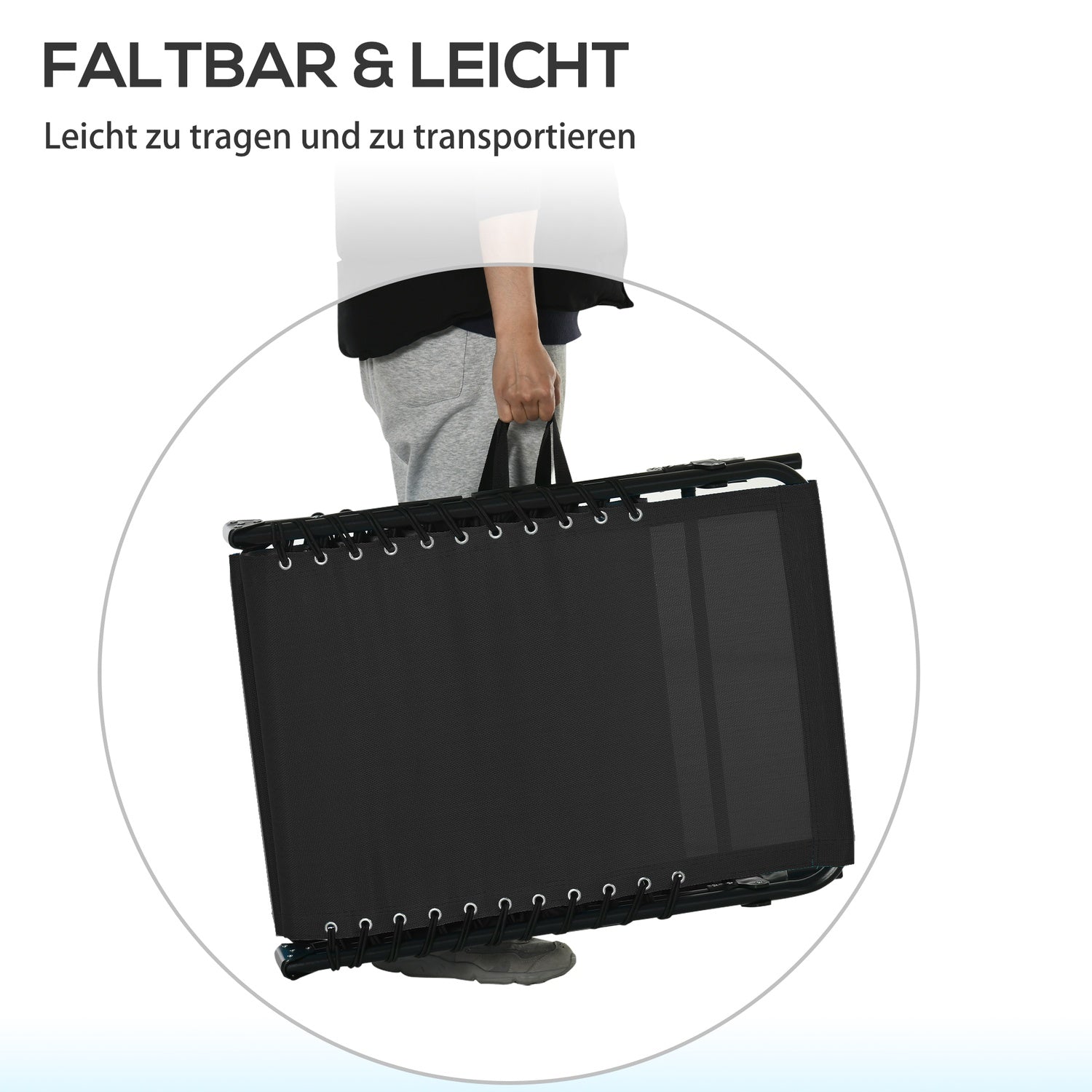 Justerbar solstol, hopfällbar stålram – svart