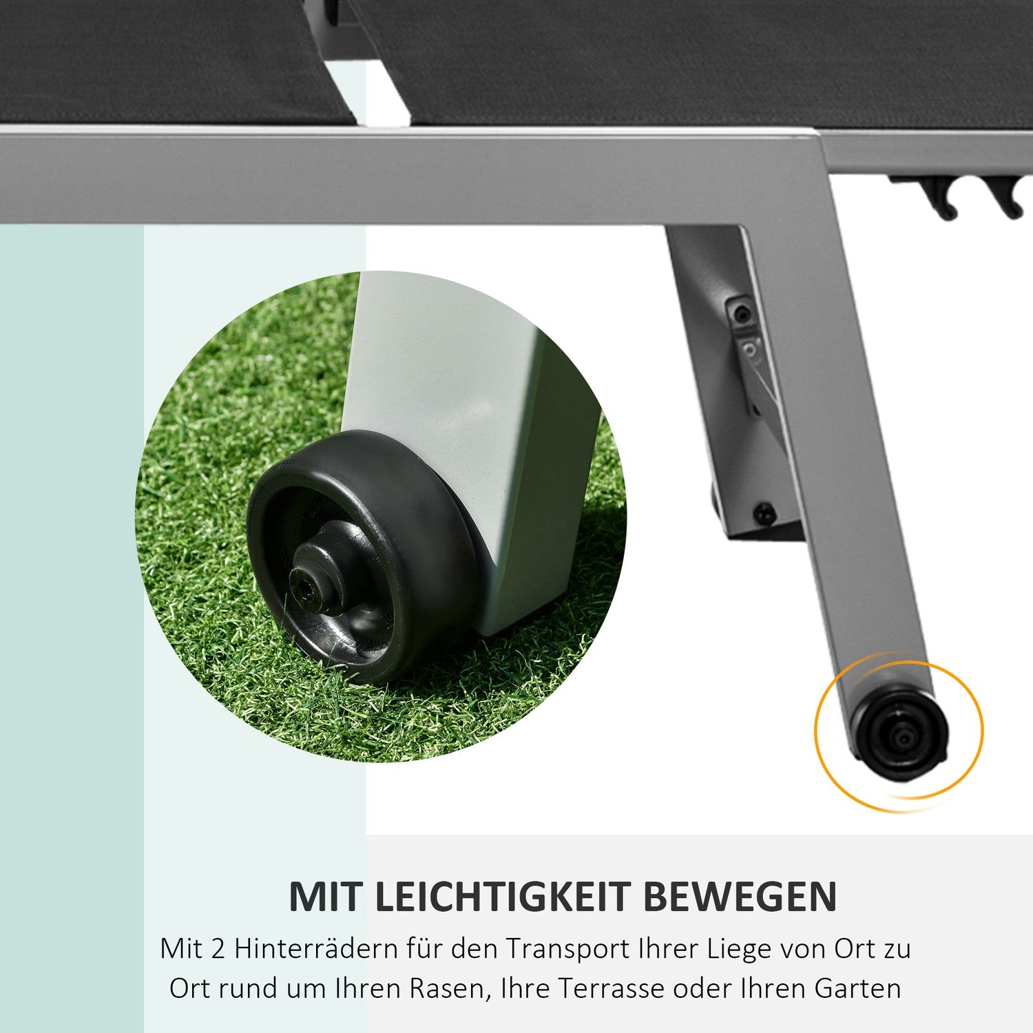 Justerbar solstol, svart aluminium, 5-nivå ryggstöd