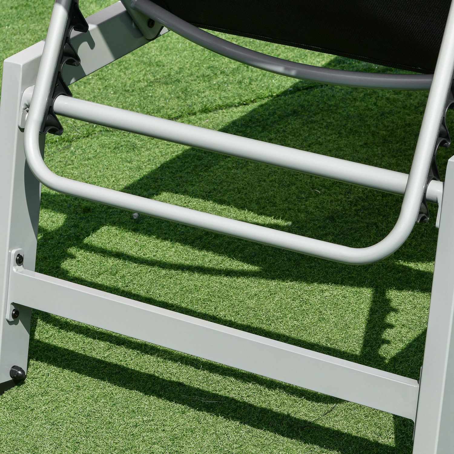 Justerbar solstol, svart aluminium, 5-nivå ryggstöd