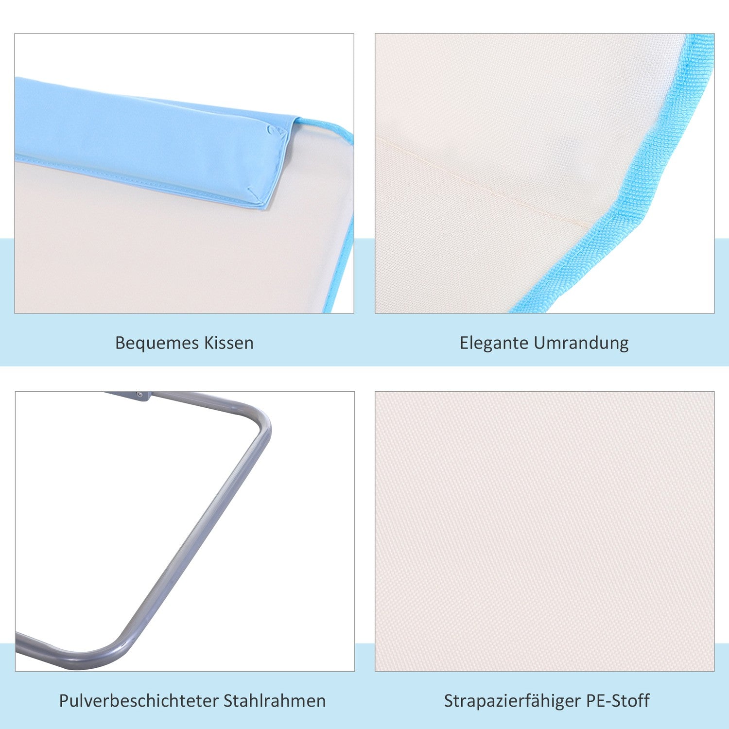 Justerbar strandmadrass i stål, hopfällbar beige, 134x48x33-43cm