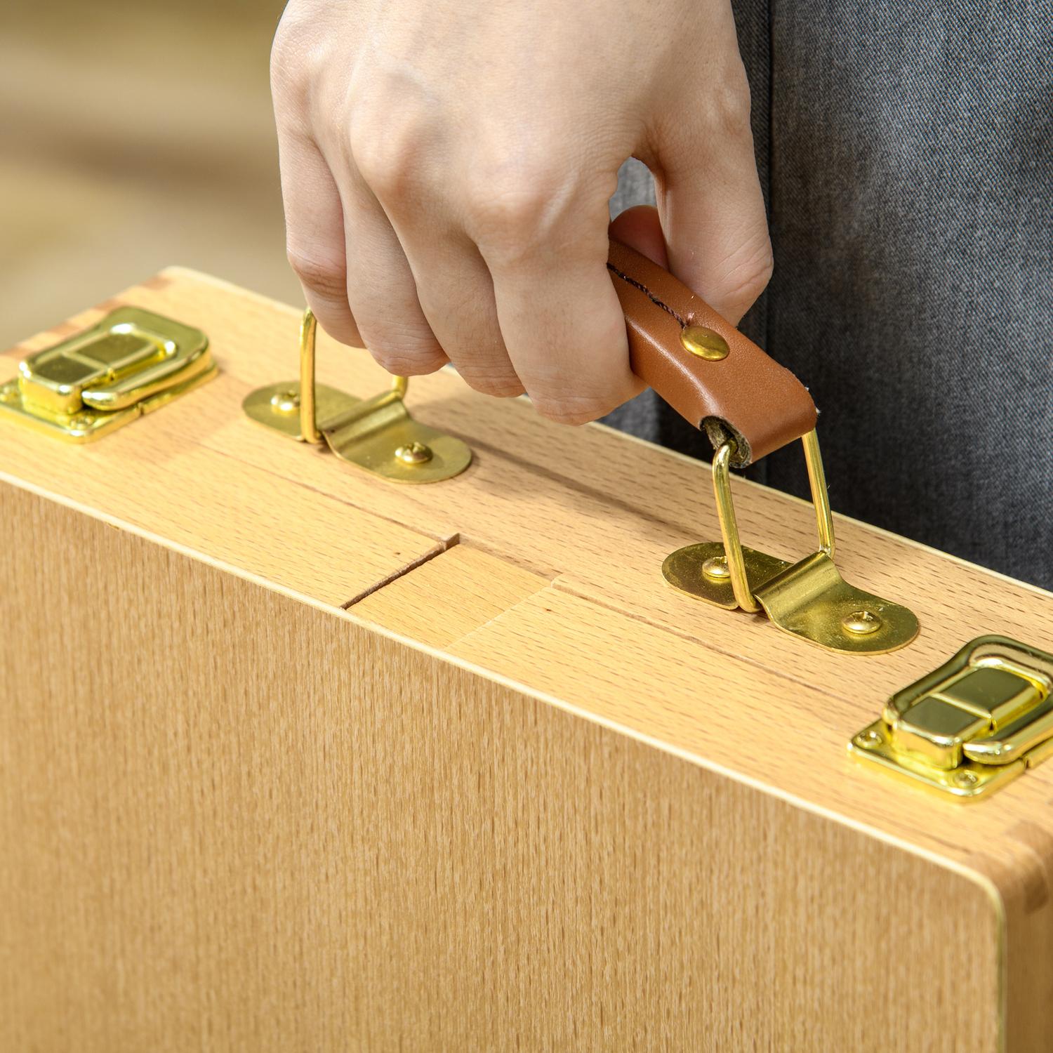 Justerbart bordsstafli av trä – Bärbar med förvaring