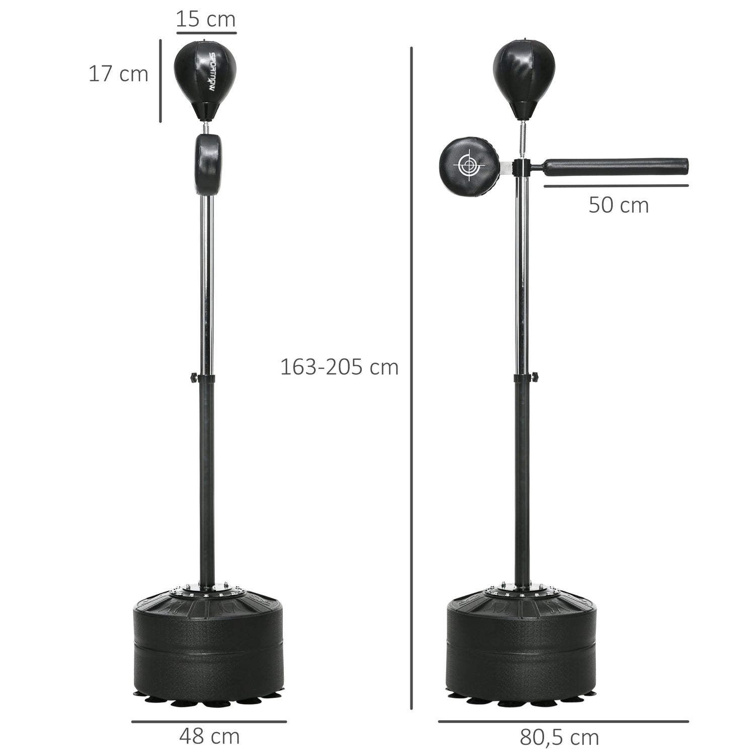 Justerbart boxningsställ med reflexstång, HDPE och läder