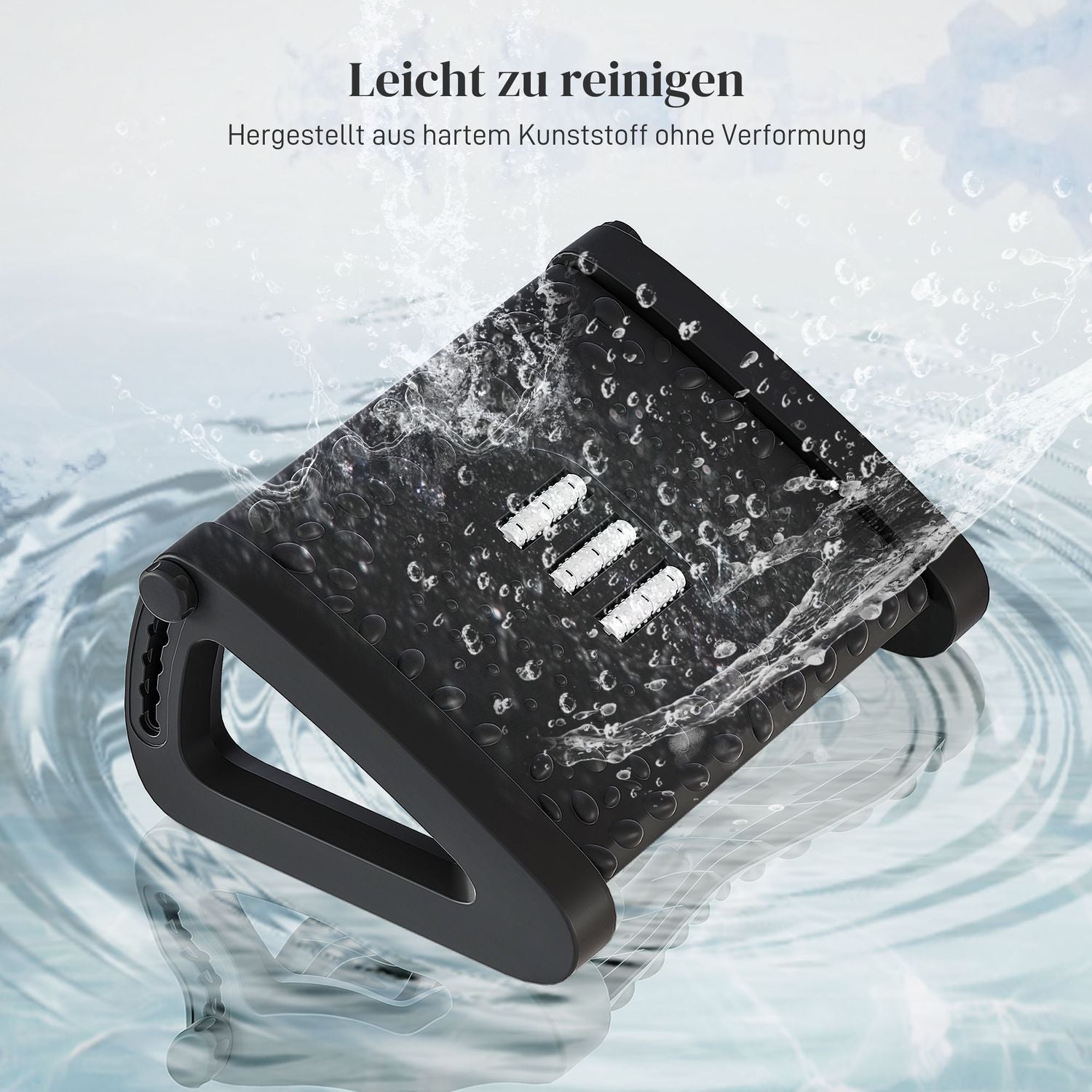 Justerbart ergonomiskt fotstöd med massageyta, svart