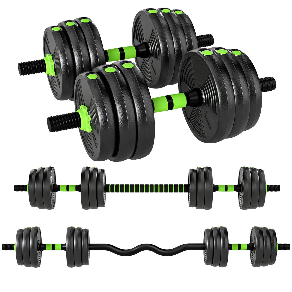 Verstelbare halterset 20 kg – 3-in-1-thuisgymuitrusting