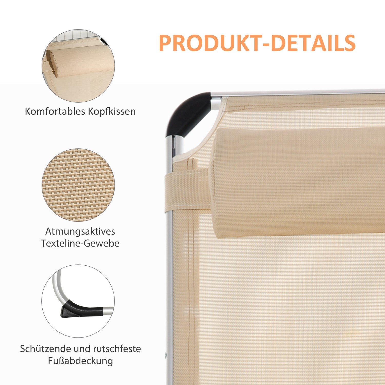 Justerbar trädgårdsstol, aluminium, ergonomiskt mesh