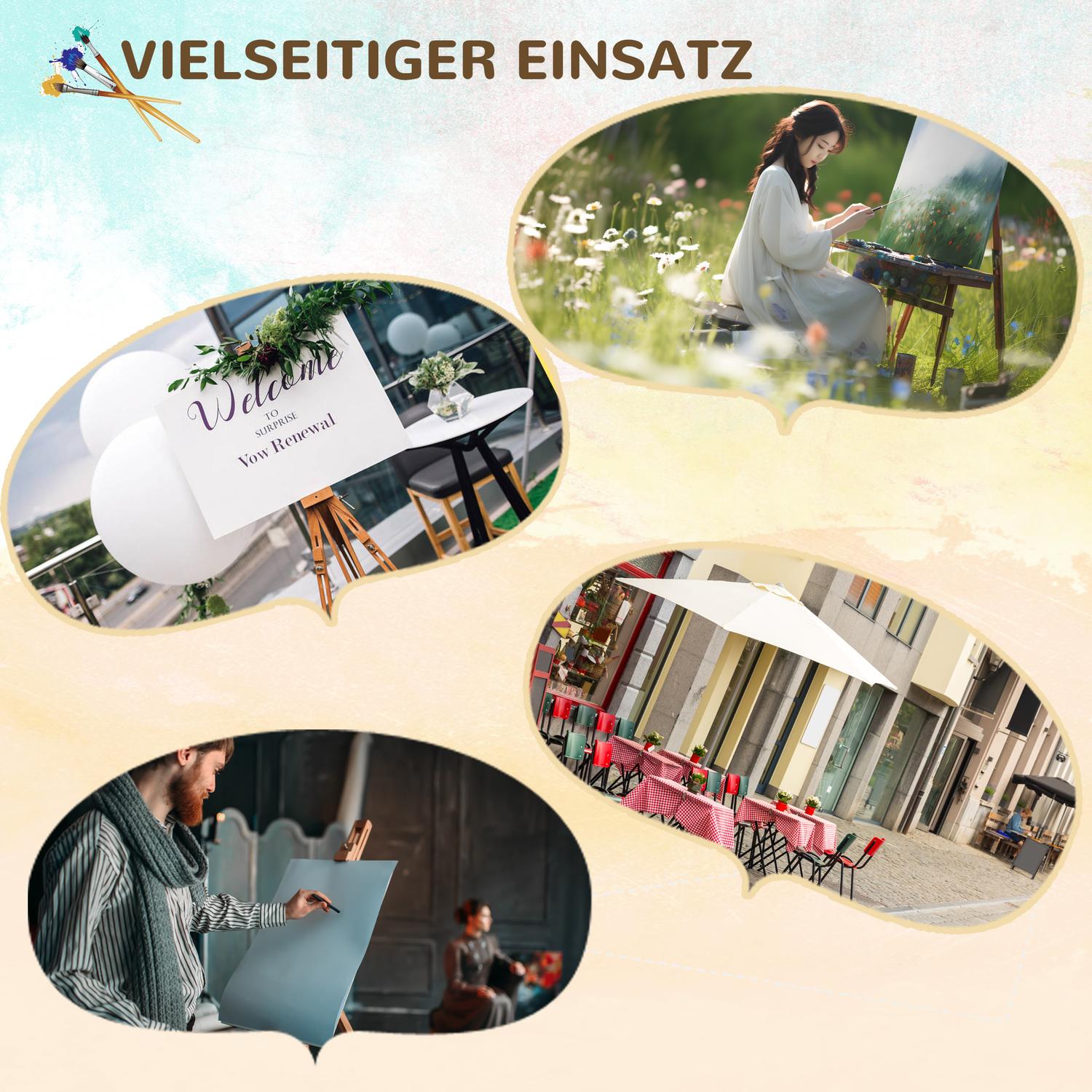 Justerbart stativ i bokträ för 107 cm duk