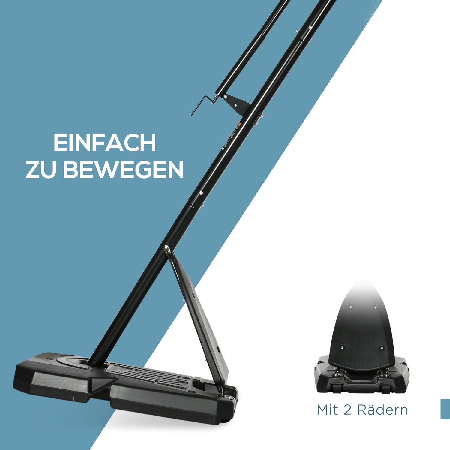 Justerbart stålbasketställ, 293-350 cm, med hjul