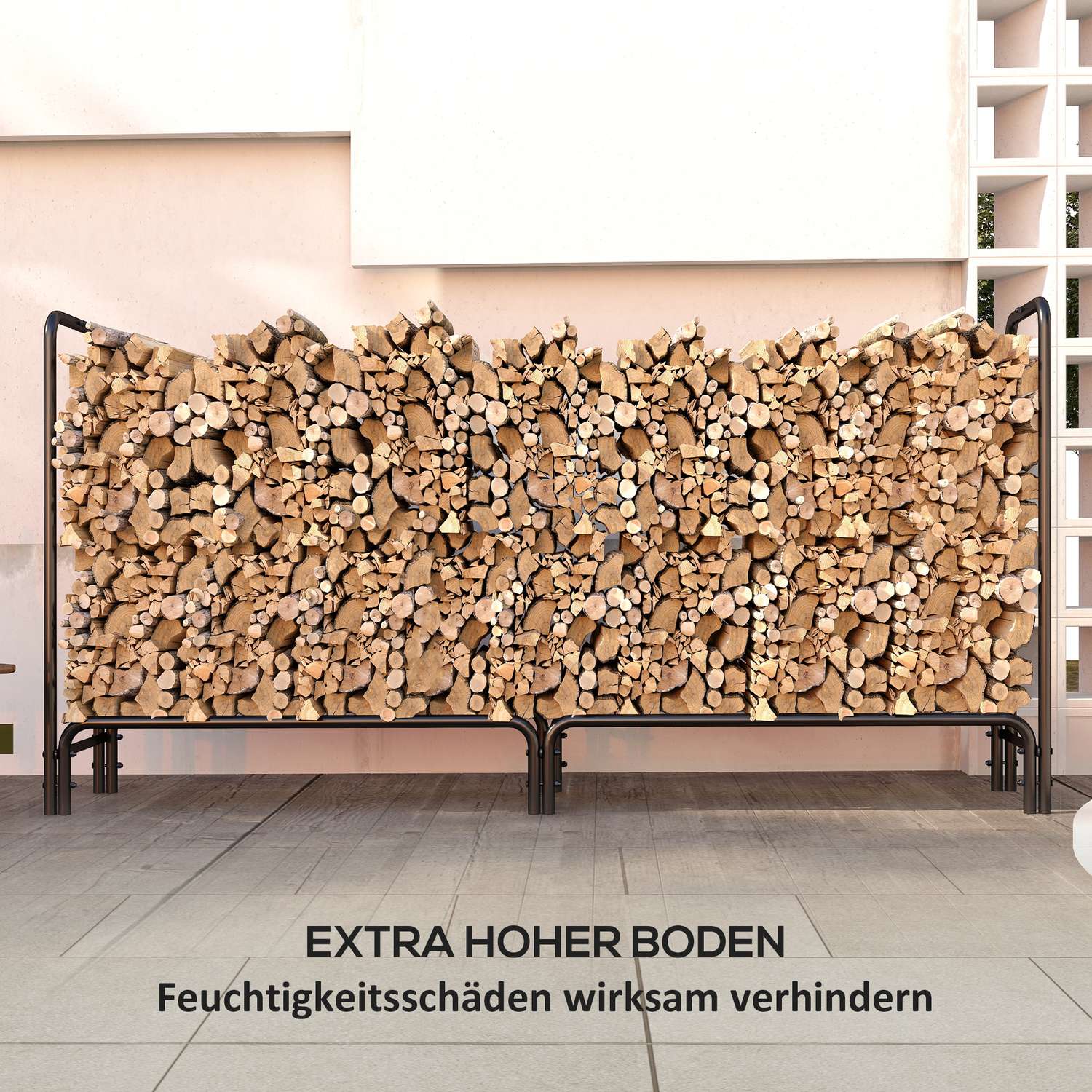 Justerbart vedställ, metall, 200x36x99 cm med lock