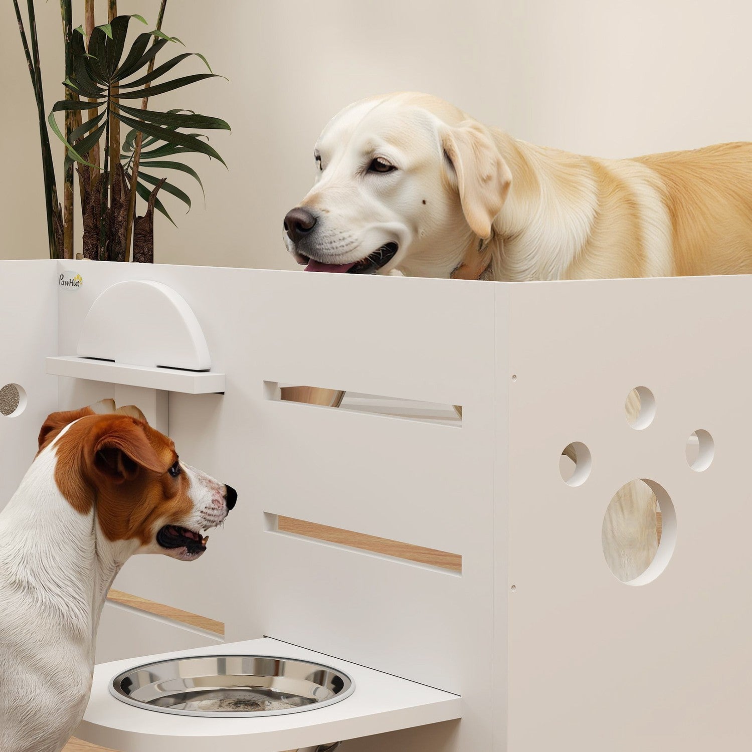 Justerbar upphöjd hundskål, 3 höjder och halkskyddsmatta