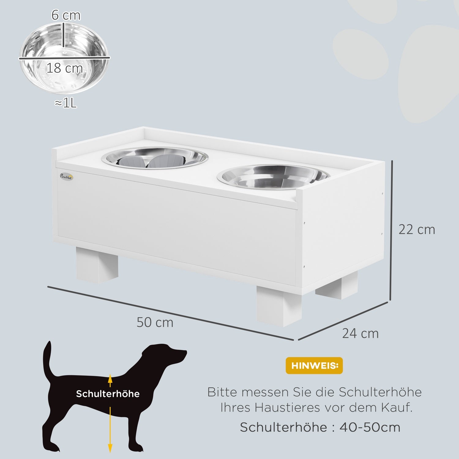 Justerbar upphöjd hundskål med förvaring – 2 skålar i rostfritt stål