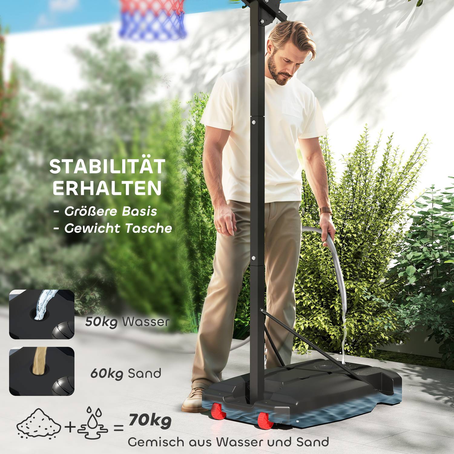 Justerbar utomhusbasketbåge för barn, 200-260 cm