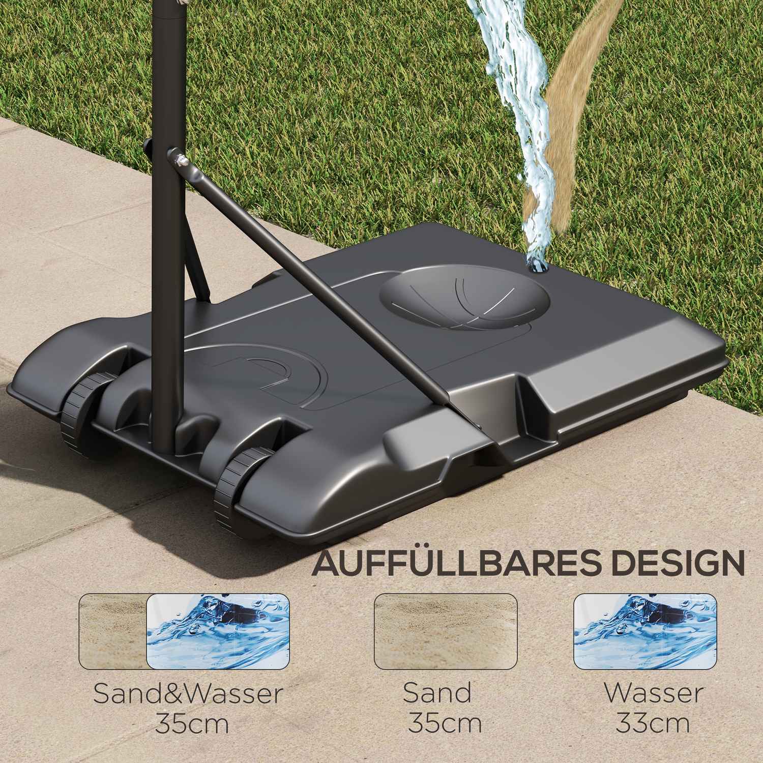 Justerbar utomhusbasketbåge med hjul – stål, flerfärgad