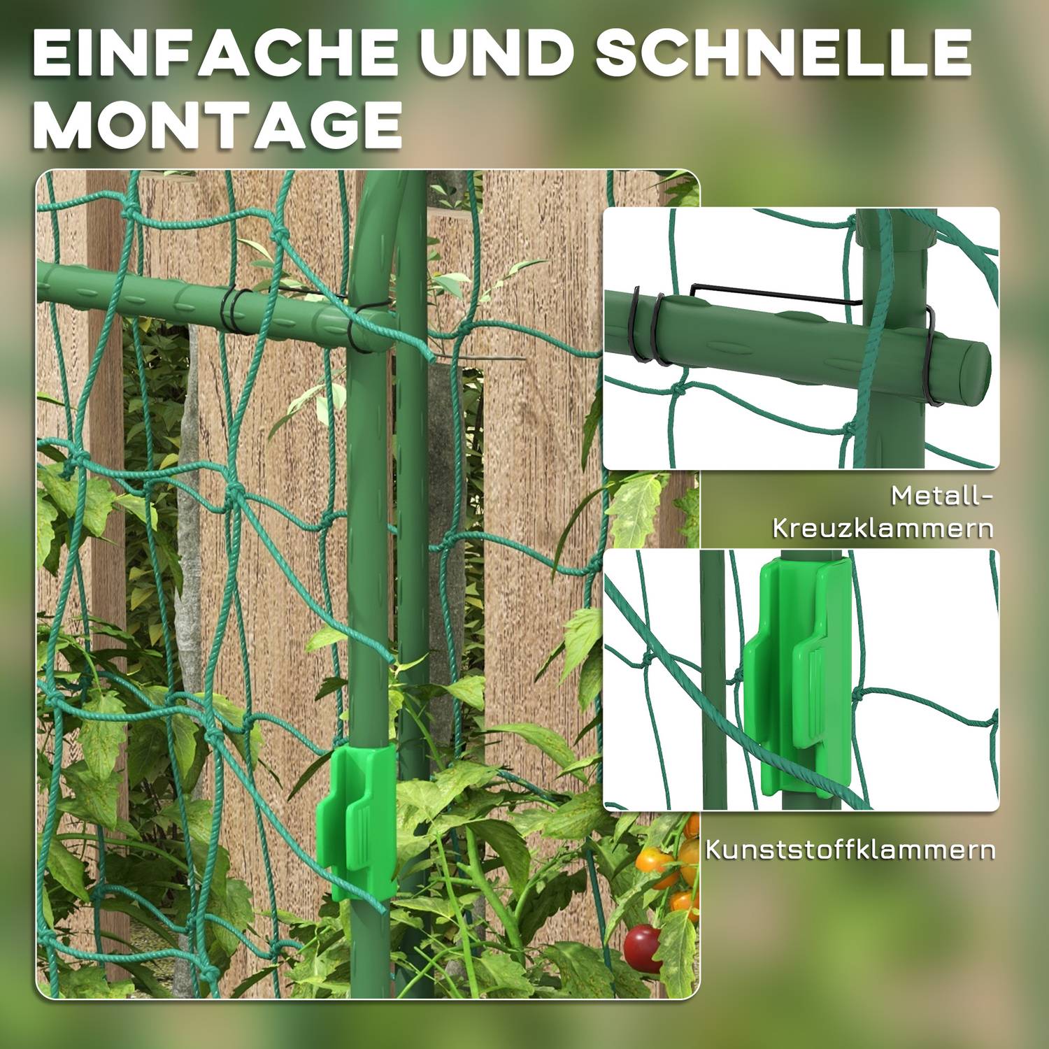 Justerbar växtspaljé i stål med nät för trädgård, balkong