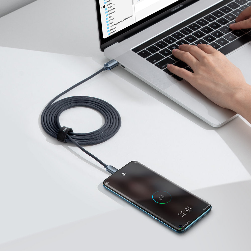 Kabel för snabbladdning och dataöverföring USB-C USB-C 100W 2m svart