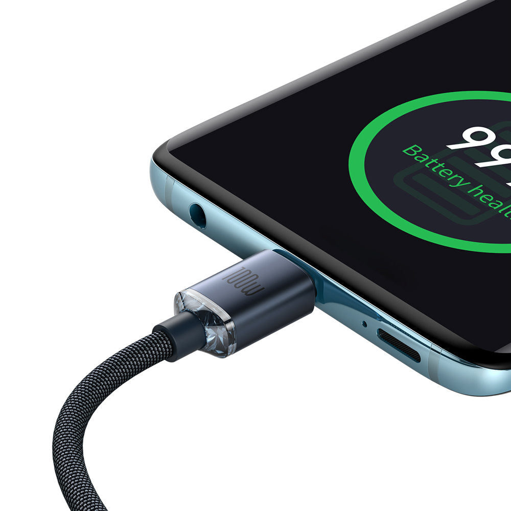 Kabel för snabbladdning och dataöverföring USB-C USB-C 100W 2m svart