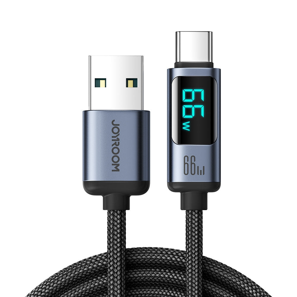 Kabel med LED-display USB-C - USB-A 66W 1,2m svart