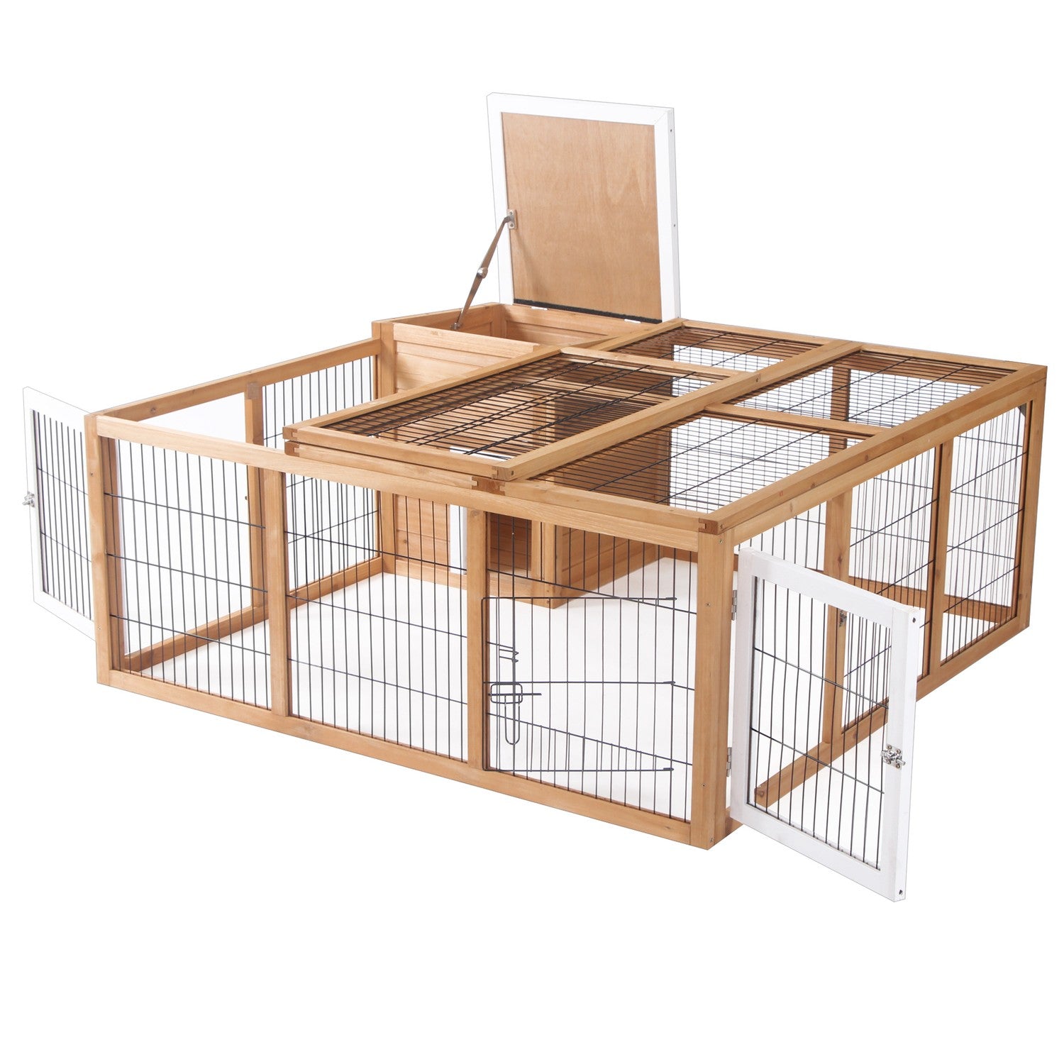 Kaninbur för smådjur, gran, 123x120x52 cm, utomhustak