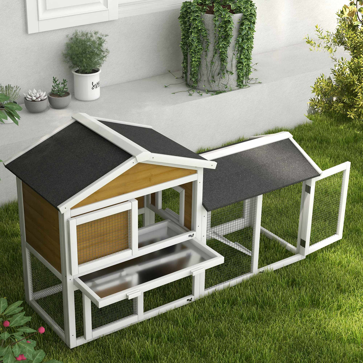Kaninbur med väderbeständigt tak, 147x54x84 cm