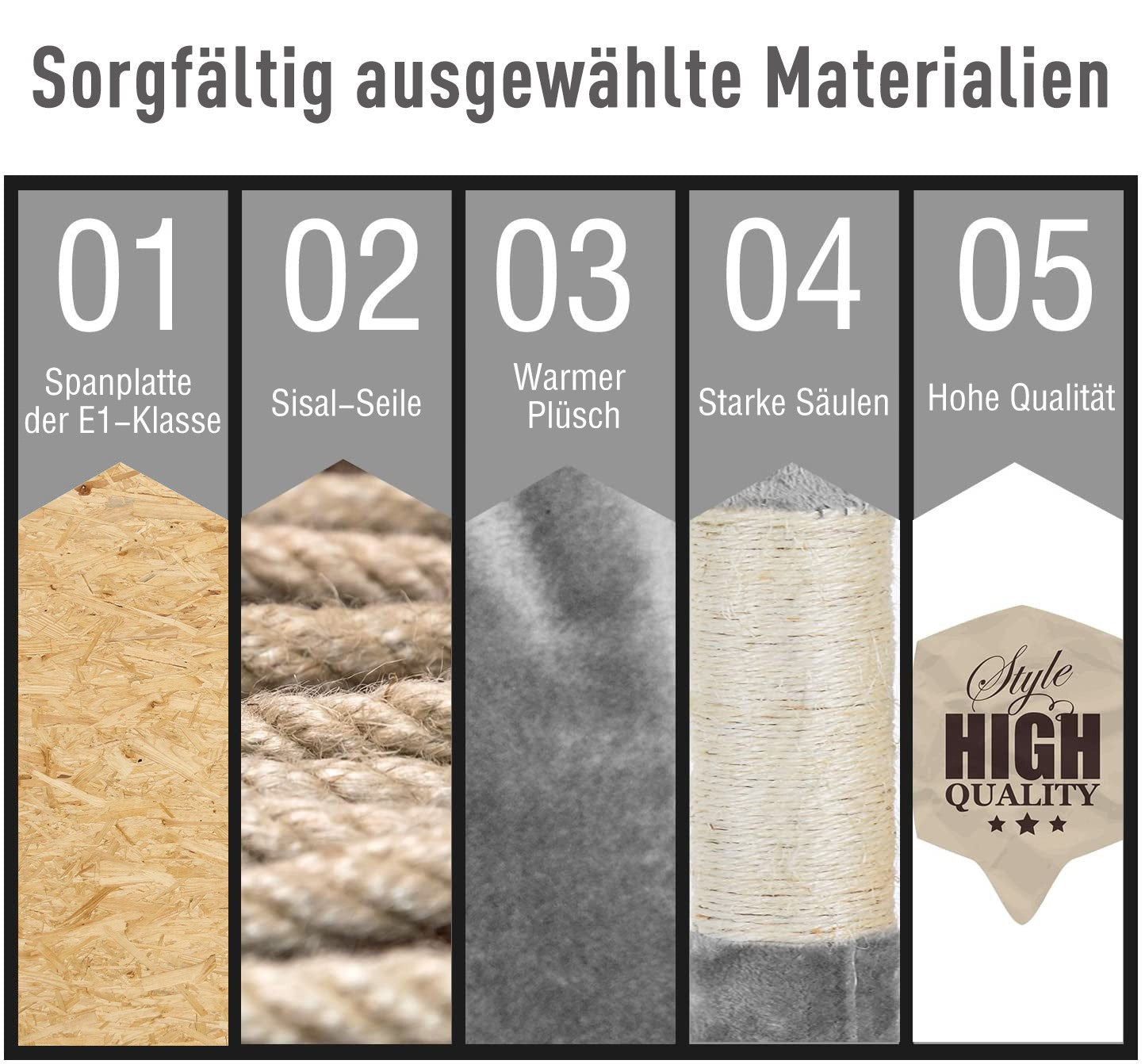 Kattklätterträd på flera nivåer, XXL grå, 50x50x170 cm