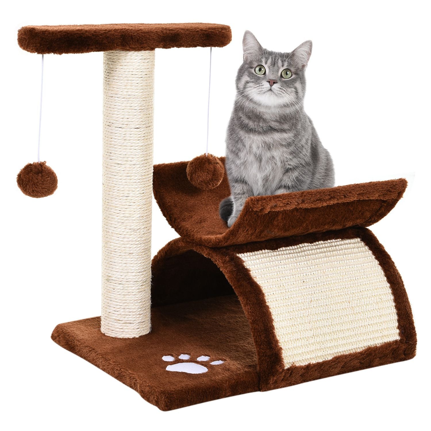 Kattskrapstolpe med lekboll, brun, 40x30x43 cm