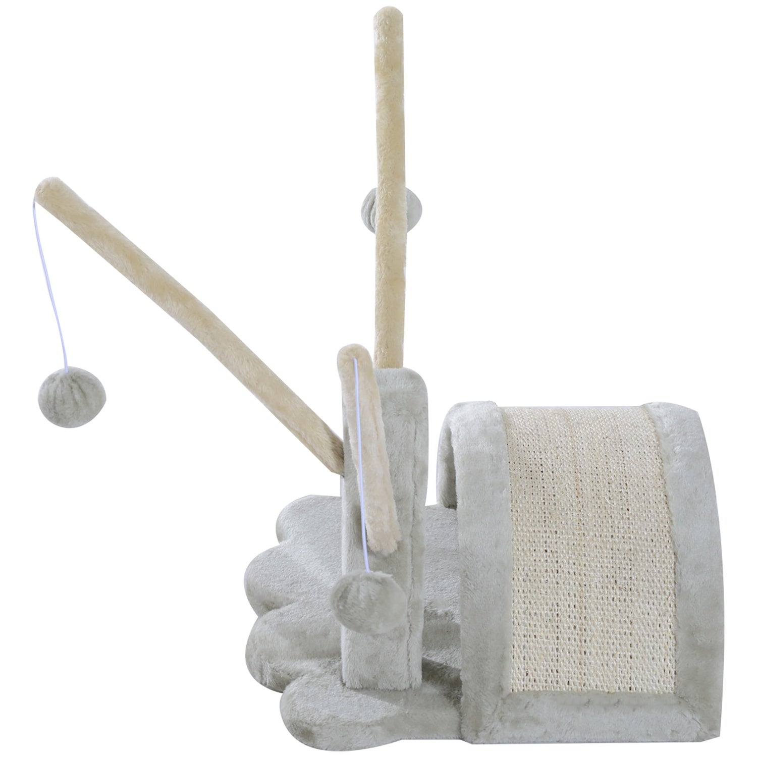 Kattskrapträd med stabil sisalstolpe, ljusgrå