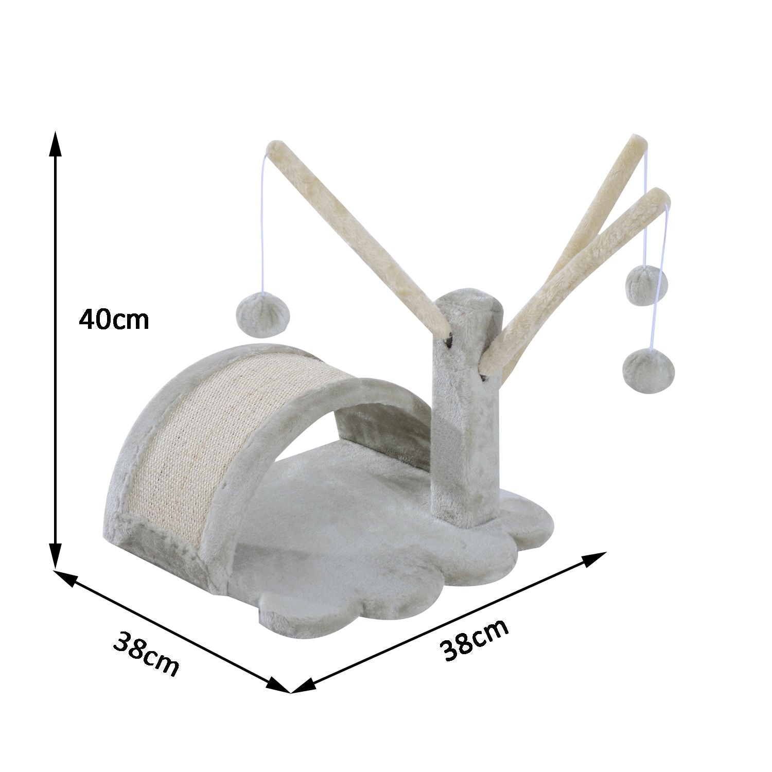 Kattskrapträd med stabil sisalstolpe, ljusgrå