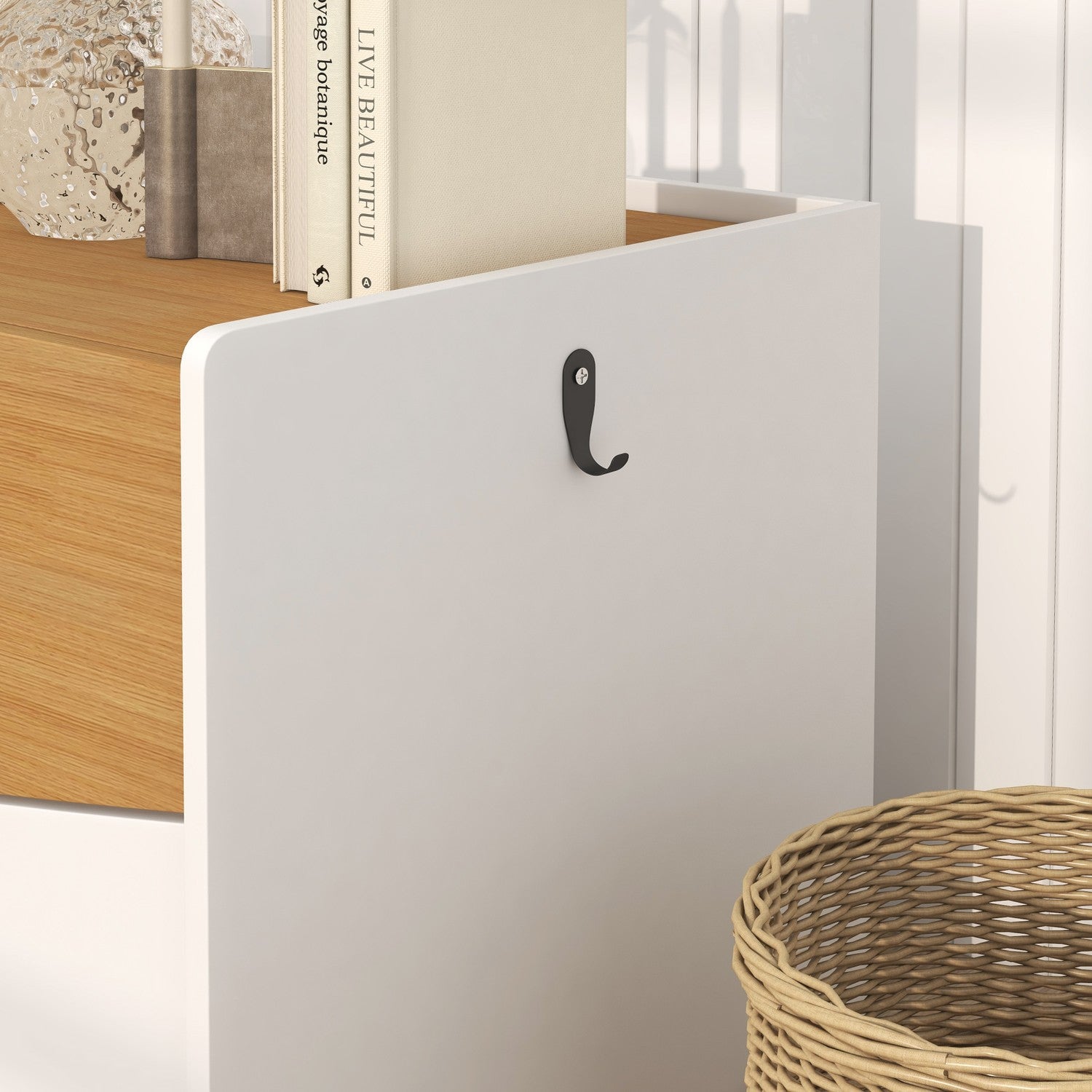 Kattskräpskåp, ek, med utdragbar låda