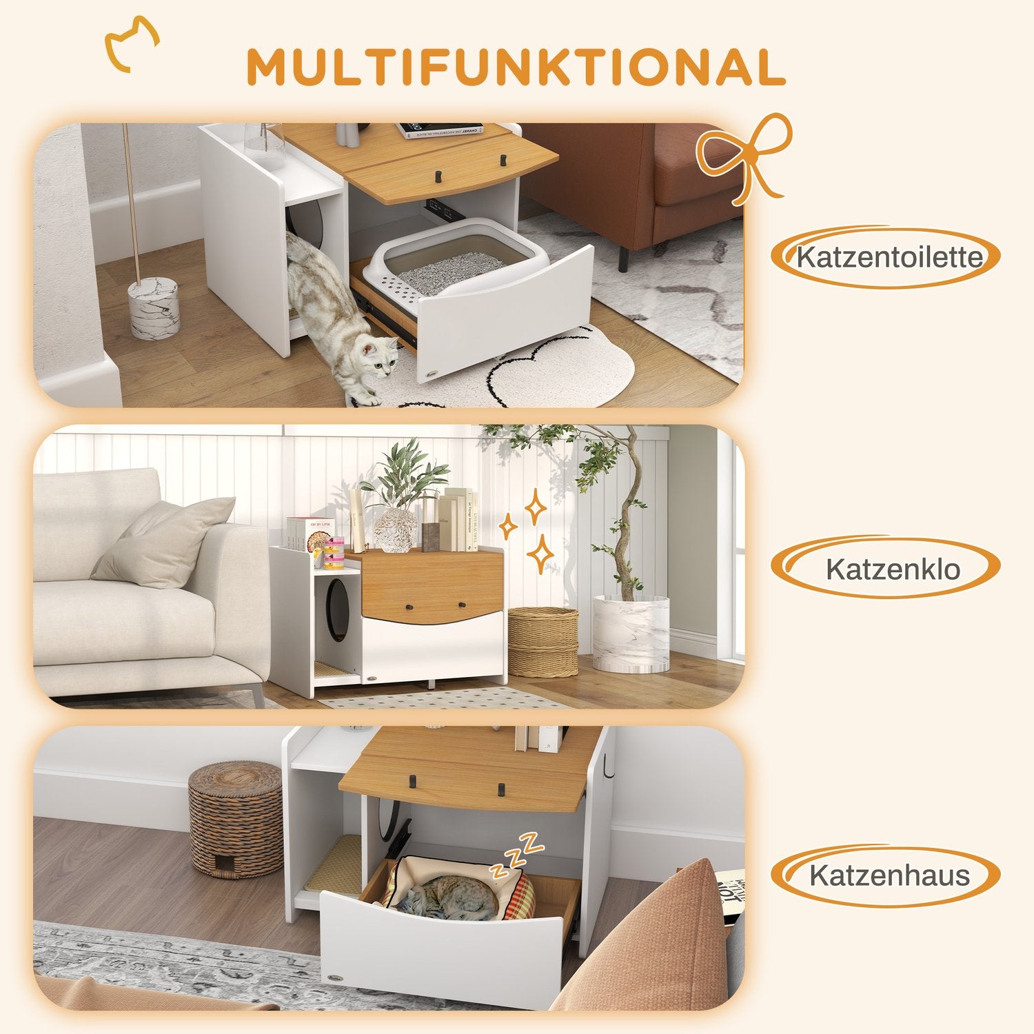 Kattskräpskåp, ek, med utdragbar låda