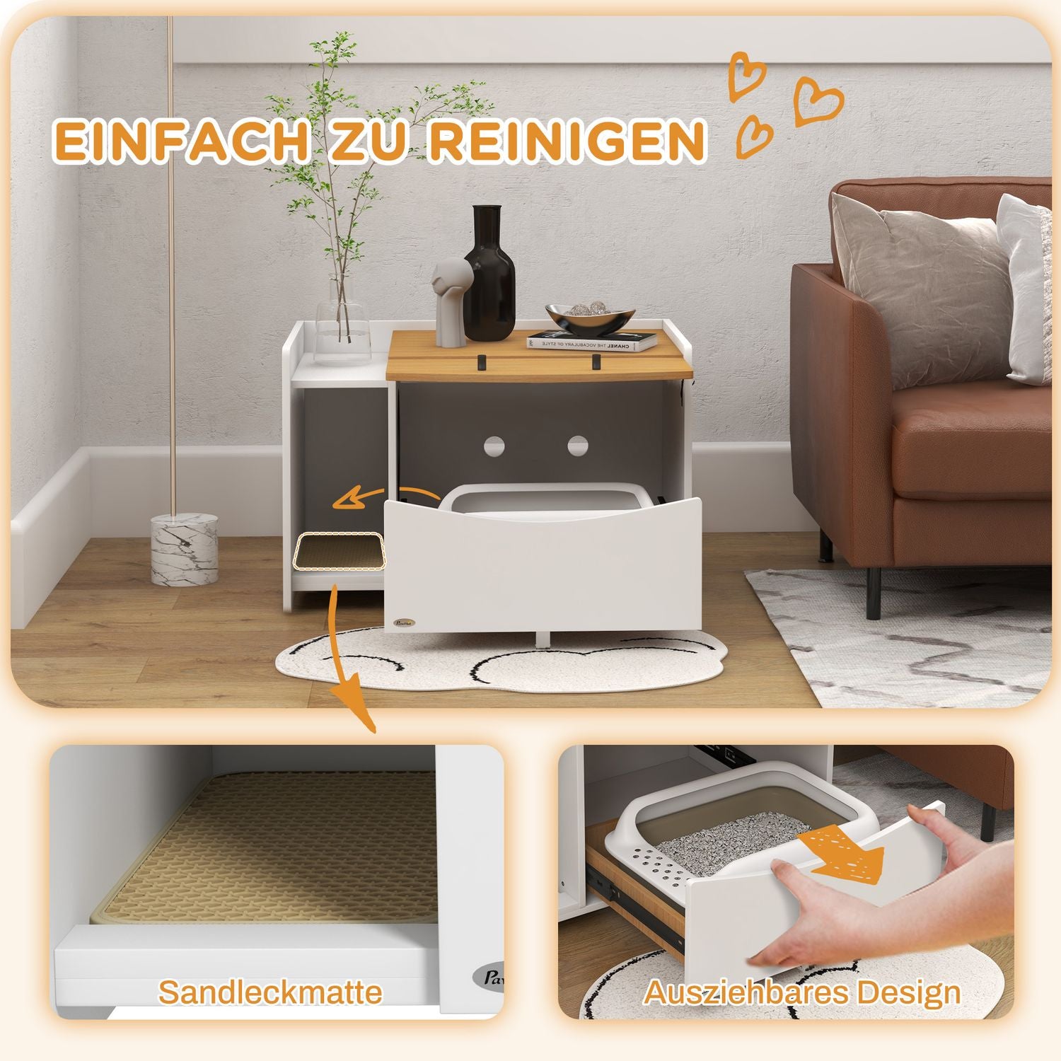 Kattskräpskåp, ek, med utdragbar låda