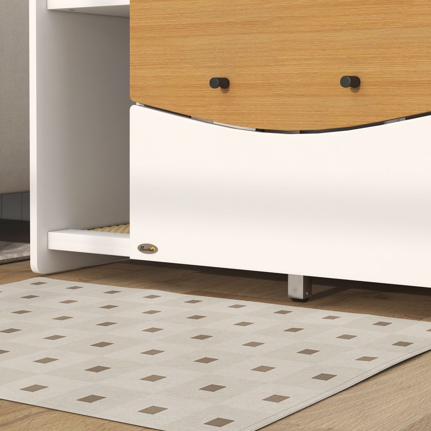 Kattskräpskåp, ek, med utdragbar låda