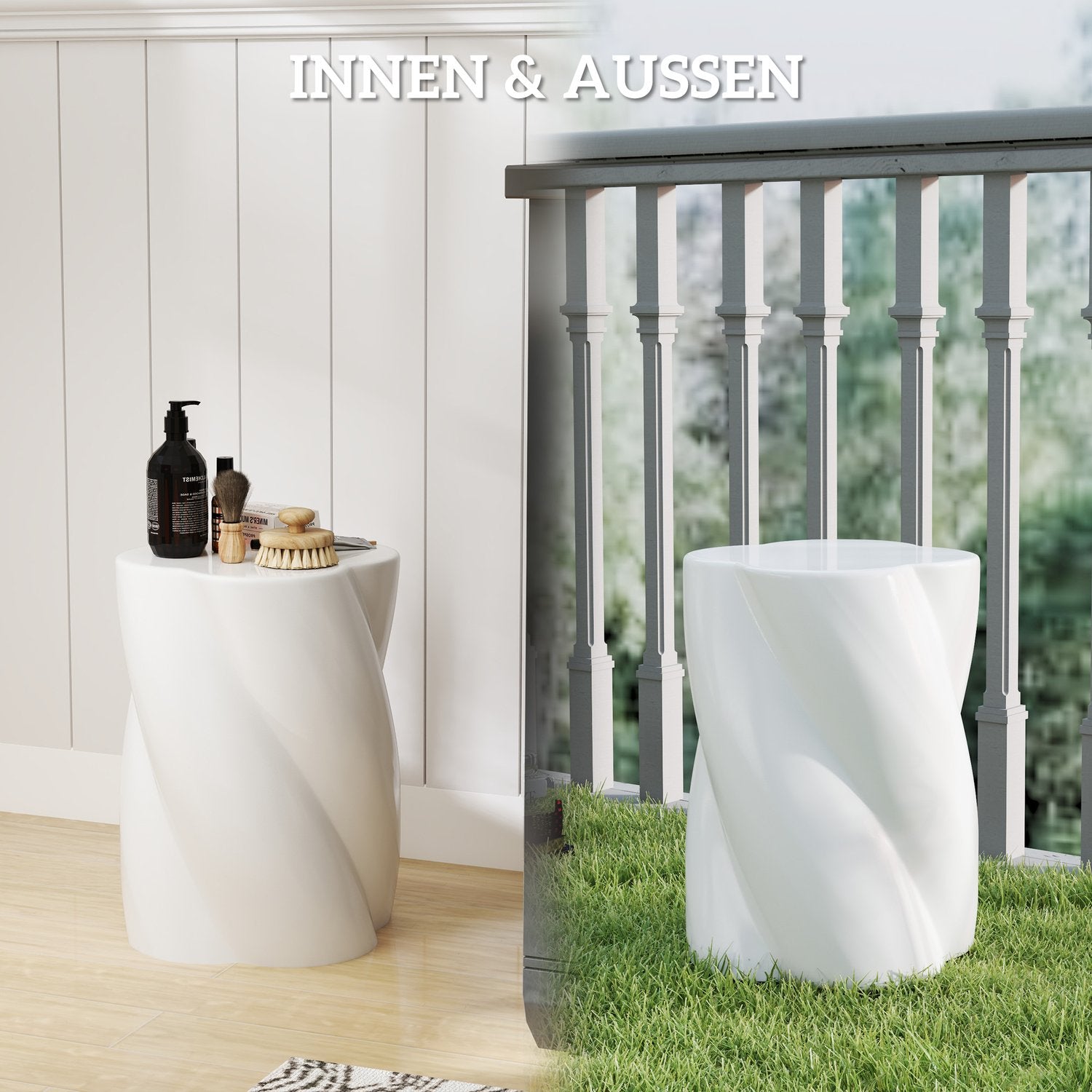 Keramisk spiralpall, väderbeständig, 120 kg belastning, vit