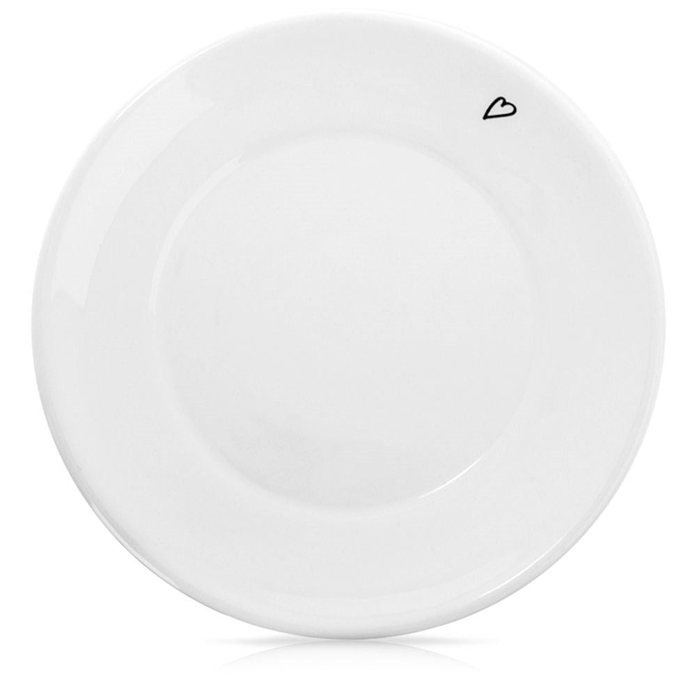 Keramiskt Fat 12 cm - Vit Design med Hjärtmotiv, Diskmaskinsäker