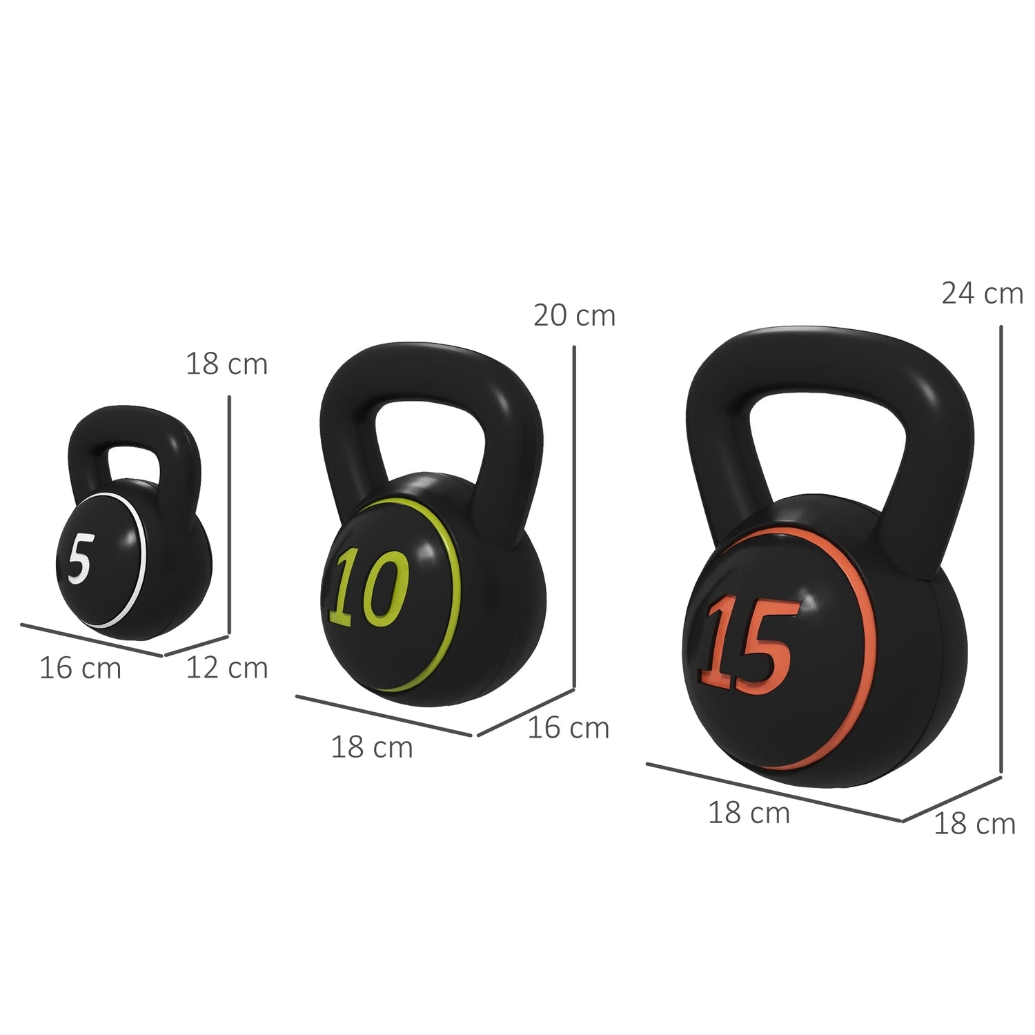 Kettlebell-set, 2,2-6,8 kg, styrketräningsvikter