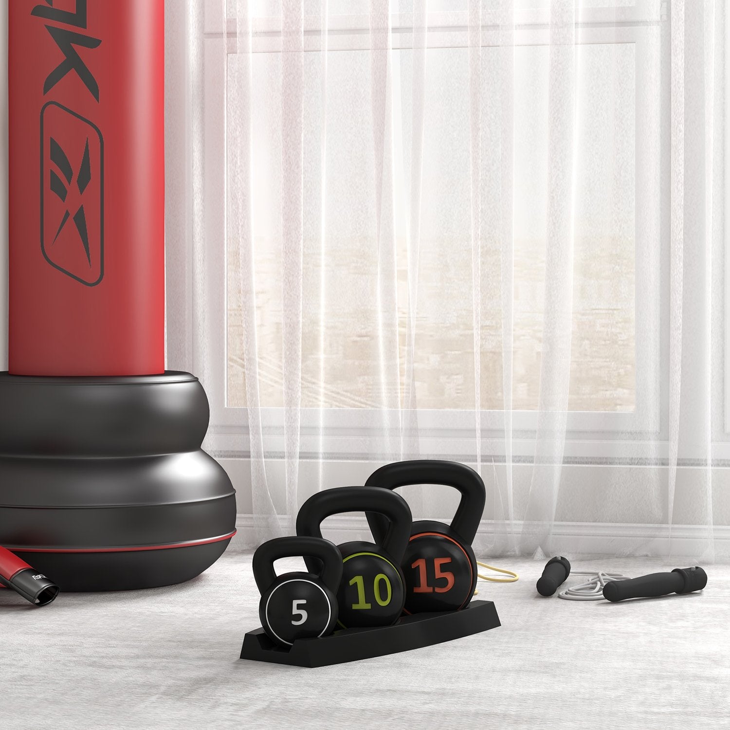 Kettlebell-set, 2,2-6,8 kg, styrketräningsvikter