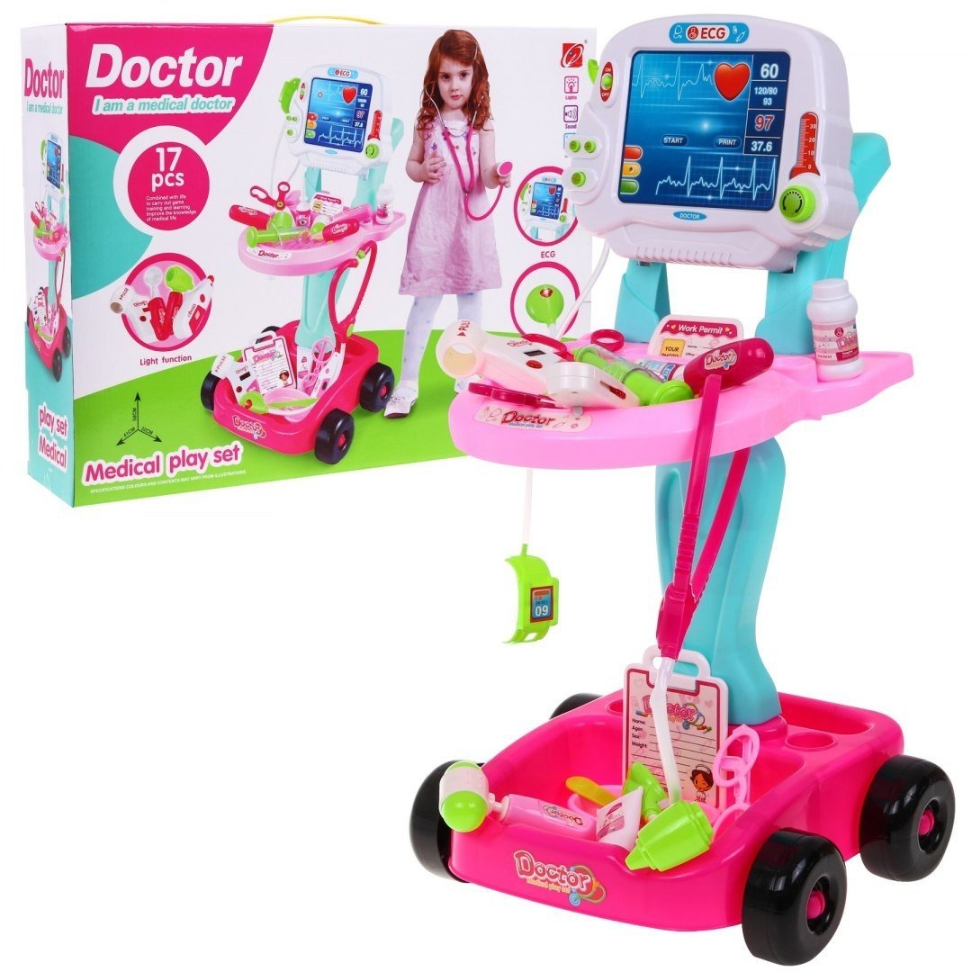 Kids Doctor Playset med vagn, ljus och ljud