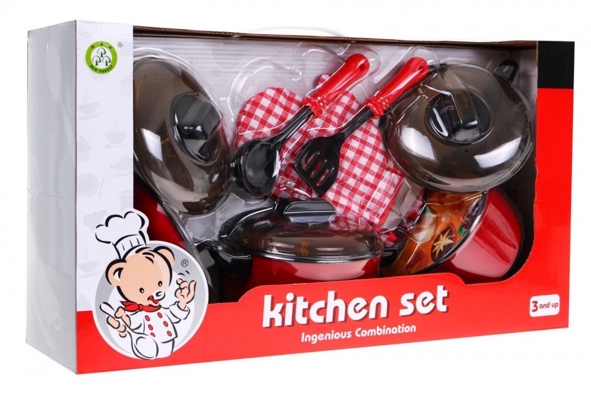 Kids Kitchen Lekset: grytor, kastruller, handskar och tillbehör