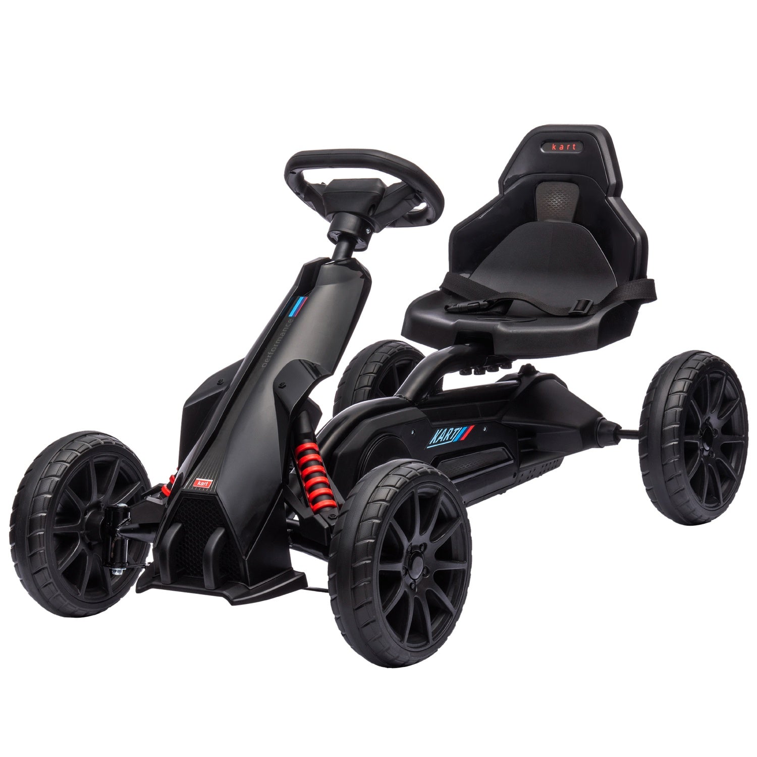 Kids Pedal Go-Kart, justerbar sits & handbroms, svart