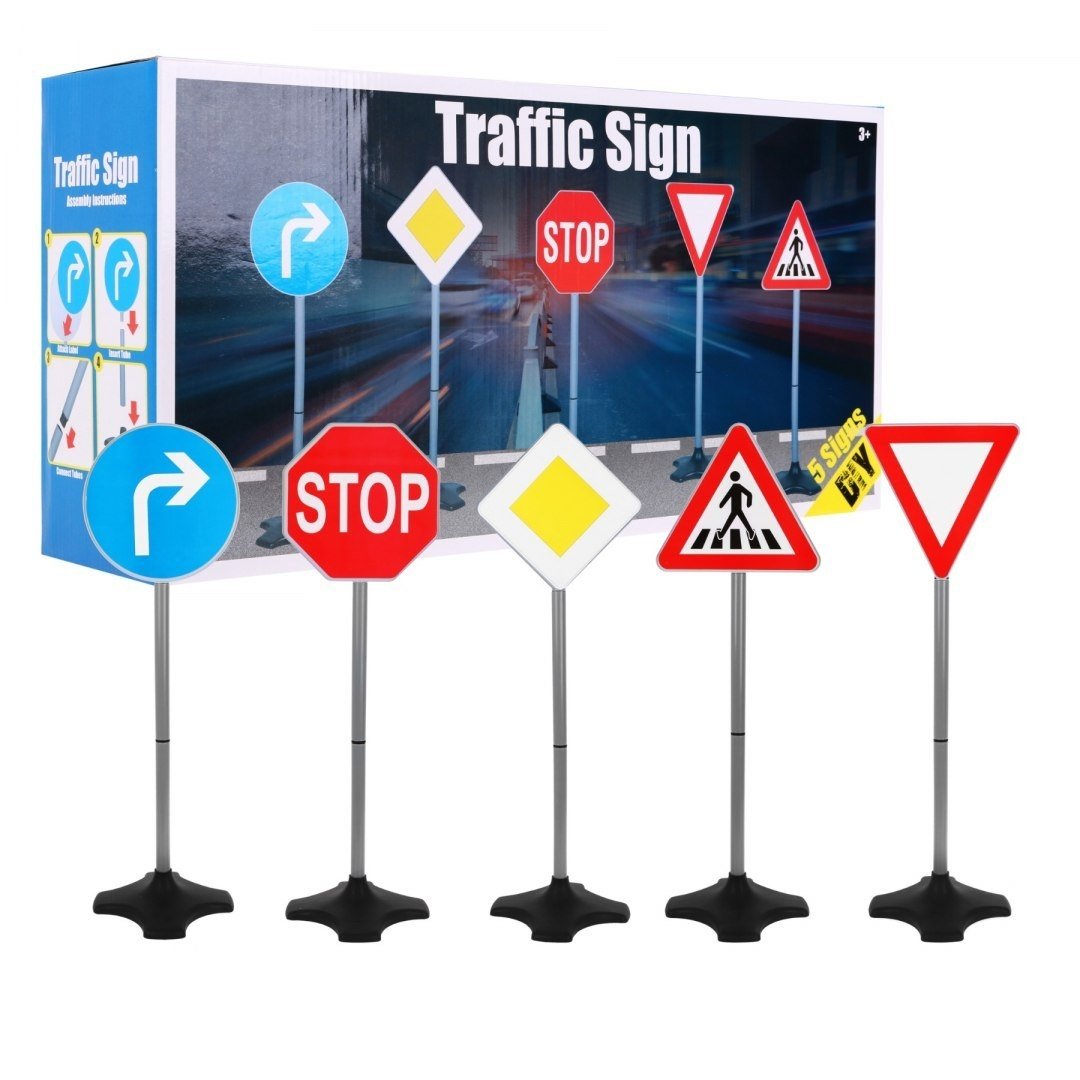 Kids Traffic Road Sign Set - 5 st, 80 cm, CE-certifierad