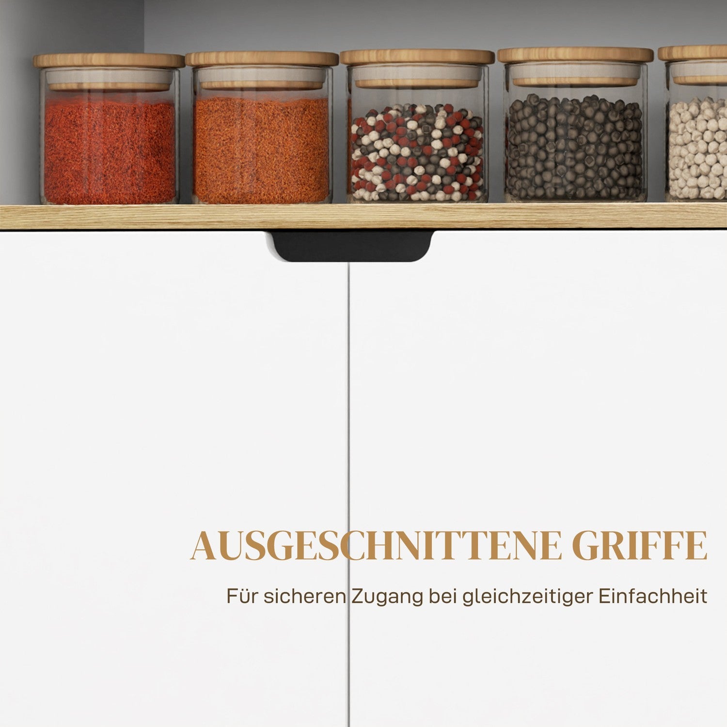 Köksvagn med bänkskiva, ställbara hyllor, vit