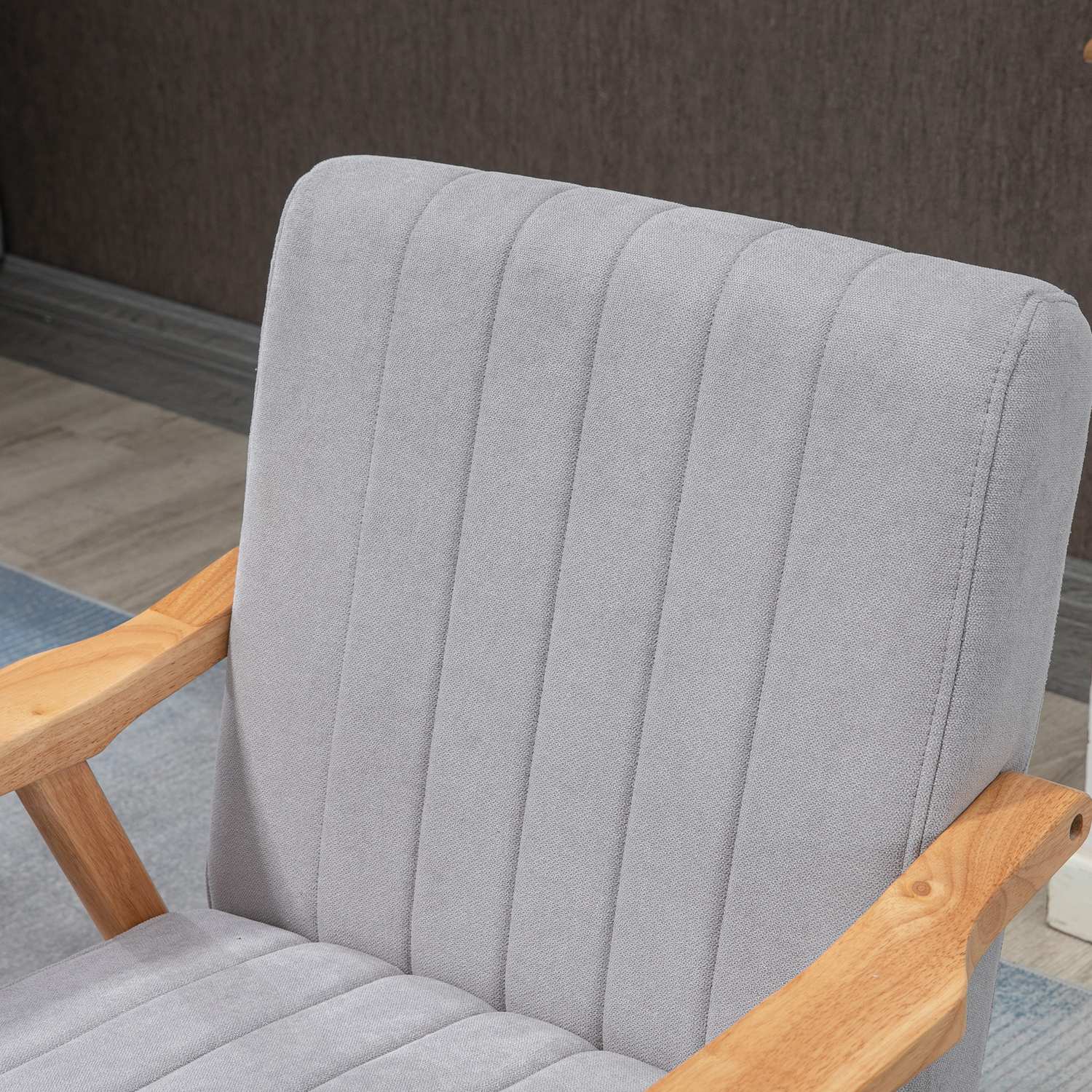 Klädd Wing Chair i sammetslook, Scandi Design, Grå