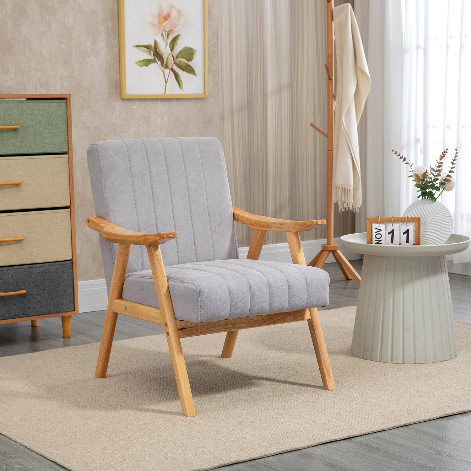 Klädd Wing Chair i sammetslook, Scandi Design, Grå