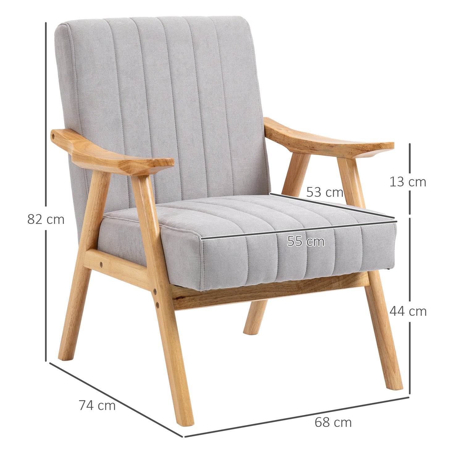 Klädd Wing Chair i sammetslook, Scandi Design, Grå