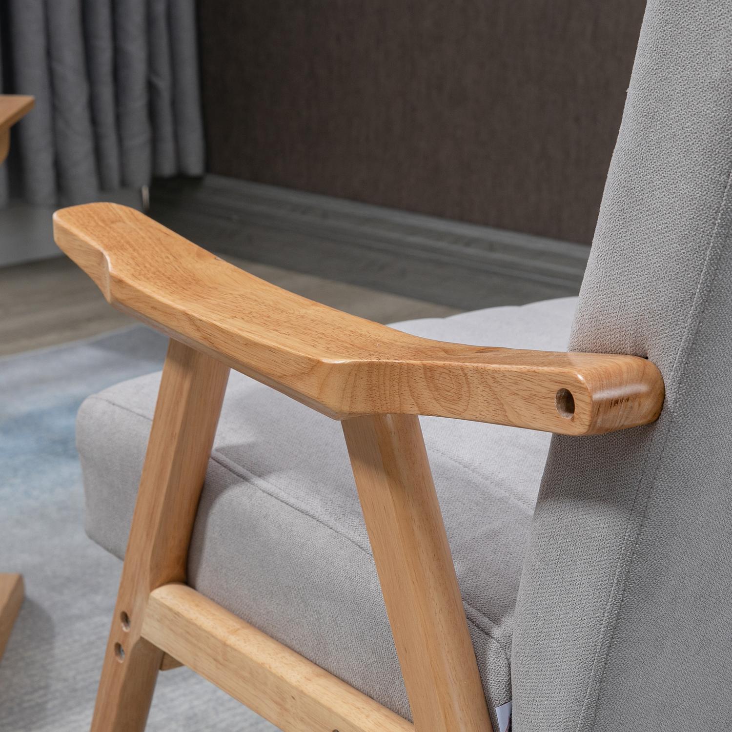 Klädd Wing Chair i sammetslook, Scandi Design, Grå