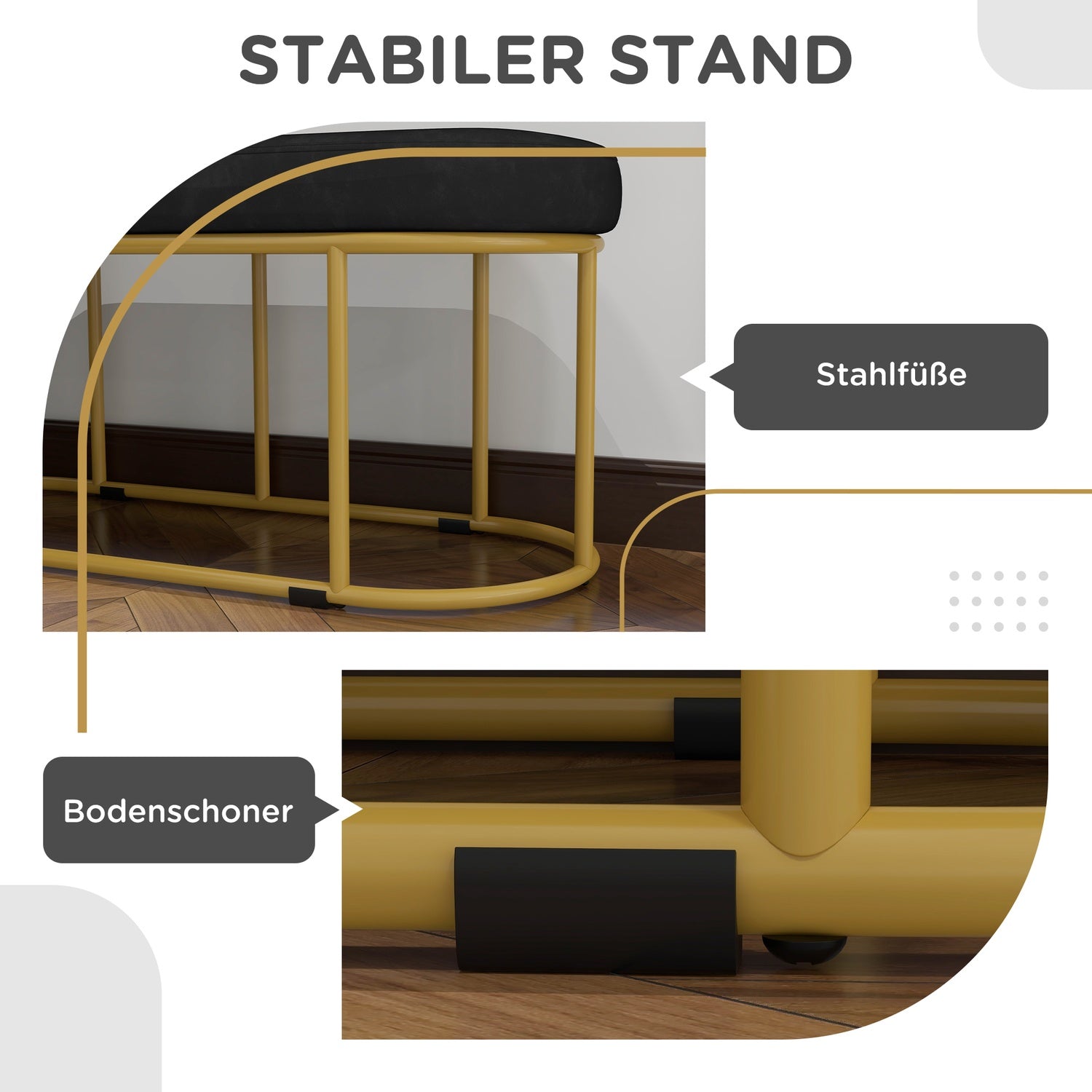 Klädd bänk i sammetslook, stål, kapacitet 200 kg, blå
