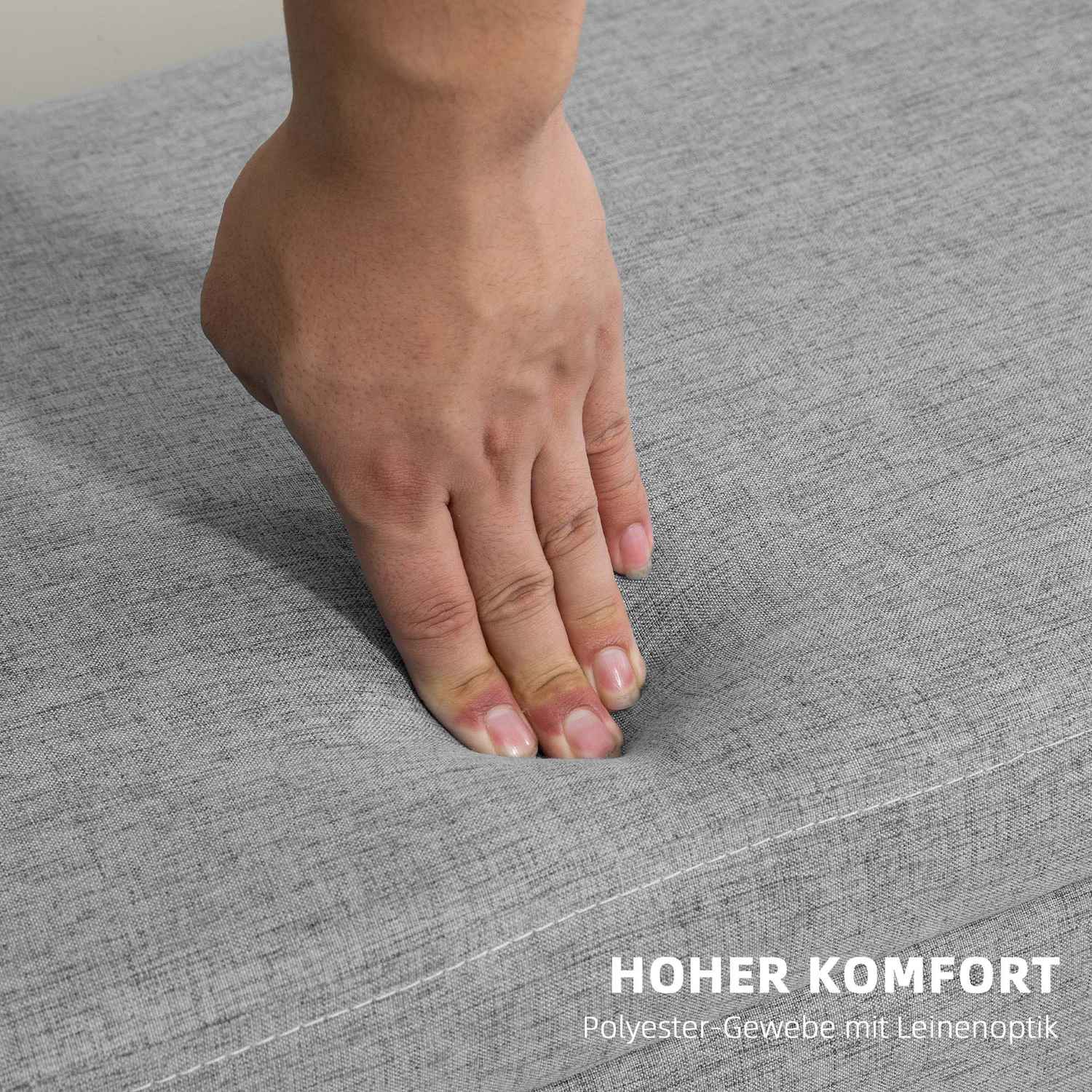 Klädd förvaringsbänk – Grå linnelook, 110x39x45 cm