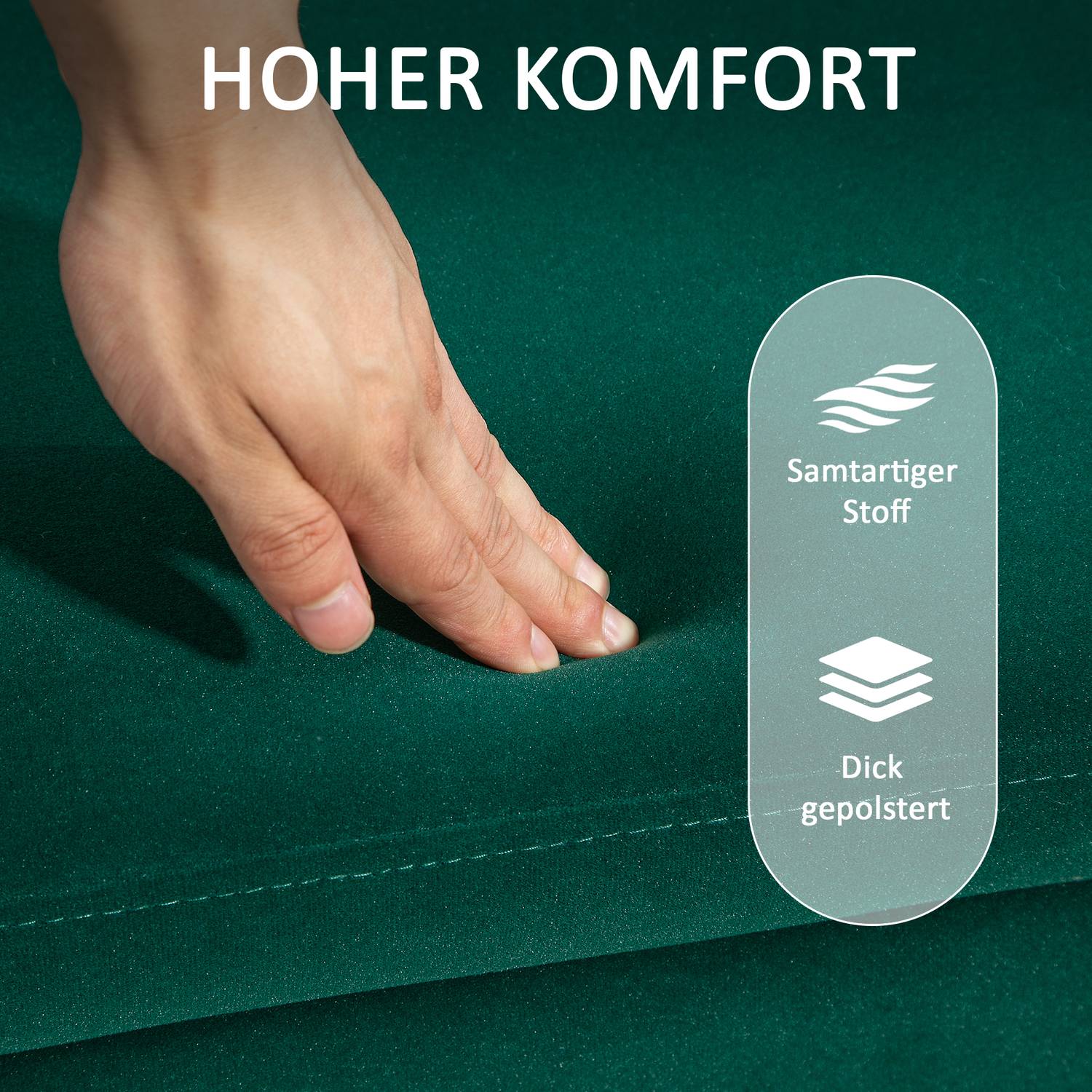 Klädd förvaringsbänk, grönt tyg, 100 x 40 x 42 cm