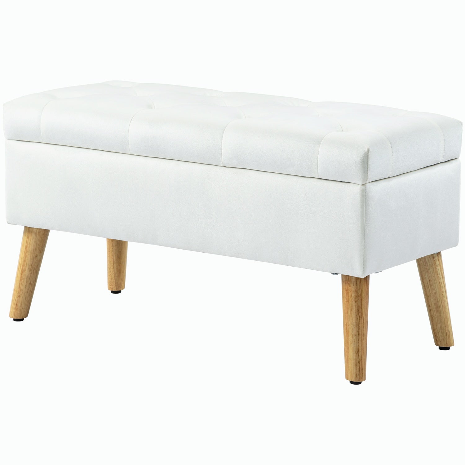 Klädd förvaringsbänk i sammetslook, 102x35x43 cm, Vit