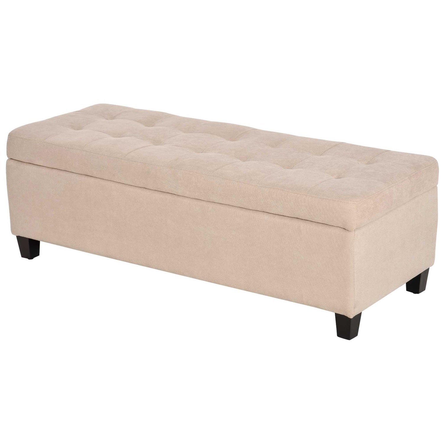 Gestoffeerde opbergbank – linnenlook, beige
