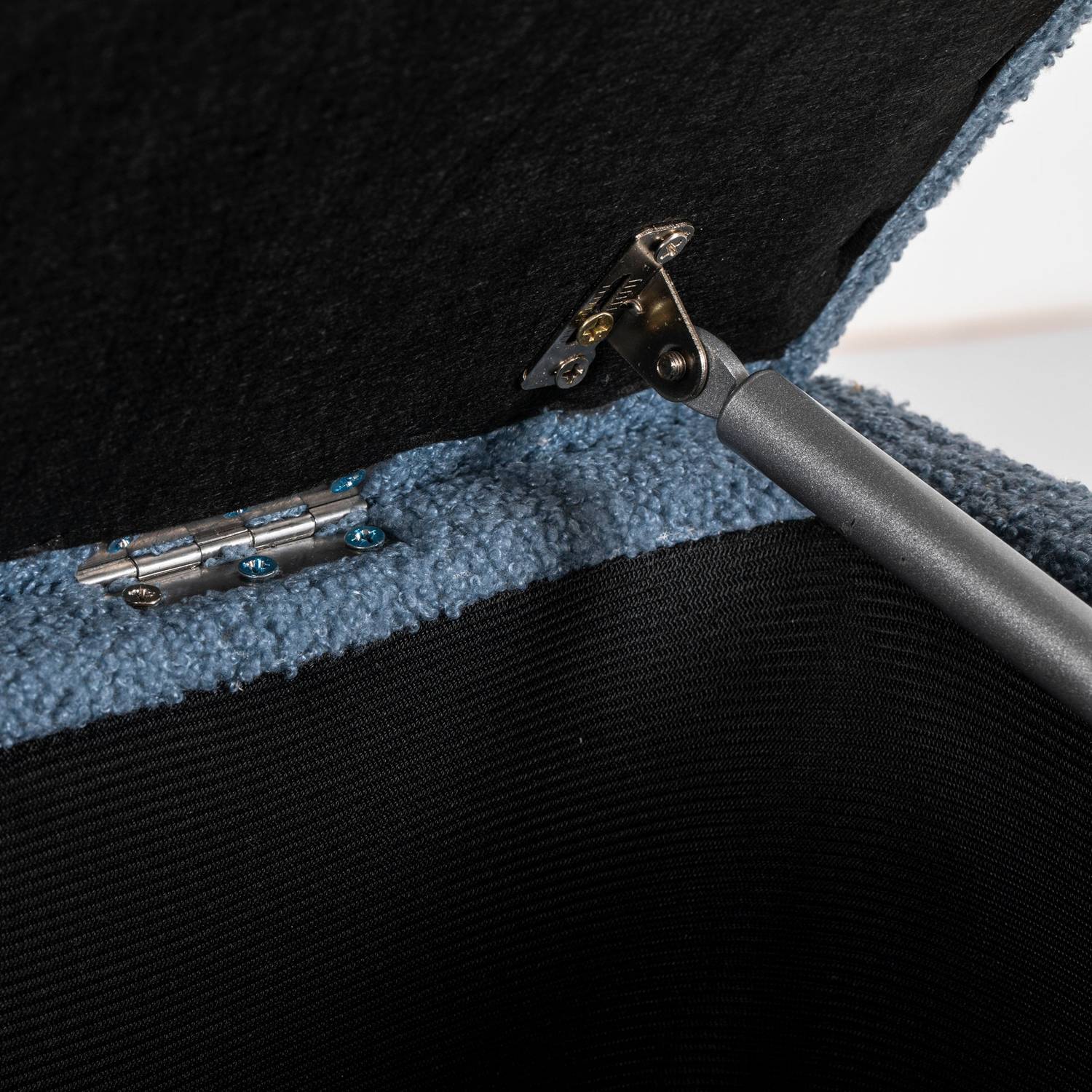 Klädd förvaringsbänk med fällbart lock – Blå 95x38x45 cm